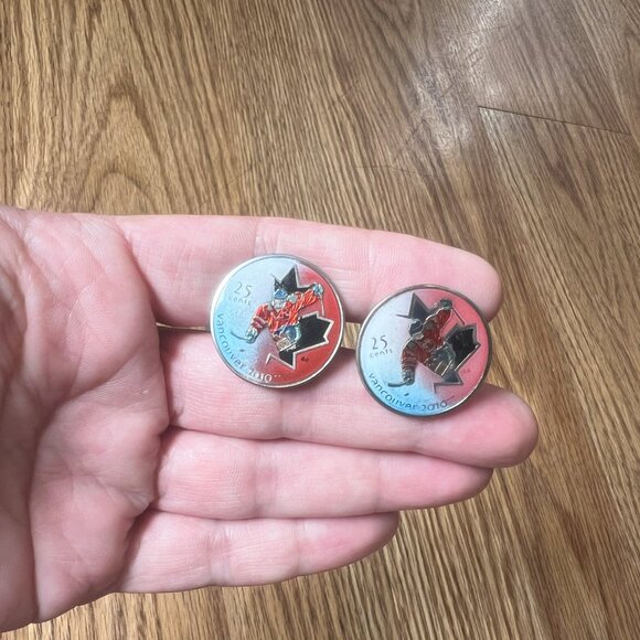 Paralympics Cuff Links Canada Quarters Coins Sledge Hockey Winter 925 Silver - Picture 7 of 10